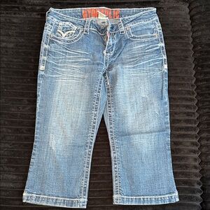 Hydraulic Light Blue Distressed Cropped Jeans